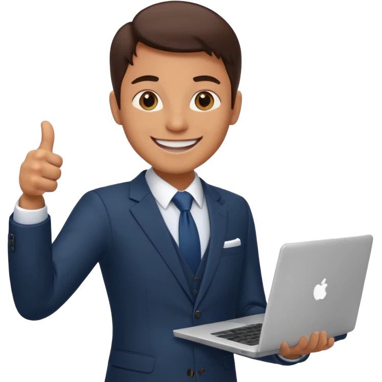 working laptop person suit happy thumbs up emoji
