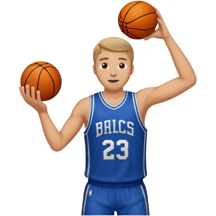 A white man with a basketball, doing a layup emoji
