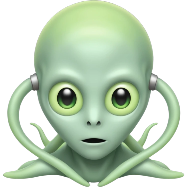 a ghostly figure with alien antennae and greenish glow, emoji style emoji