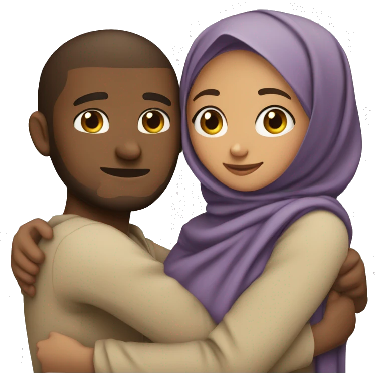 A brown skinned hijabi hugging a guy  emoji