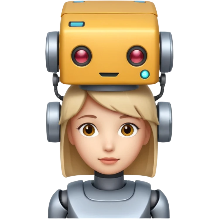 girl ai robot with name Caja Cusco on his head emoji