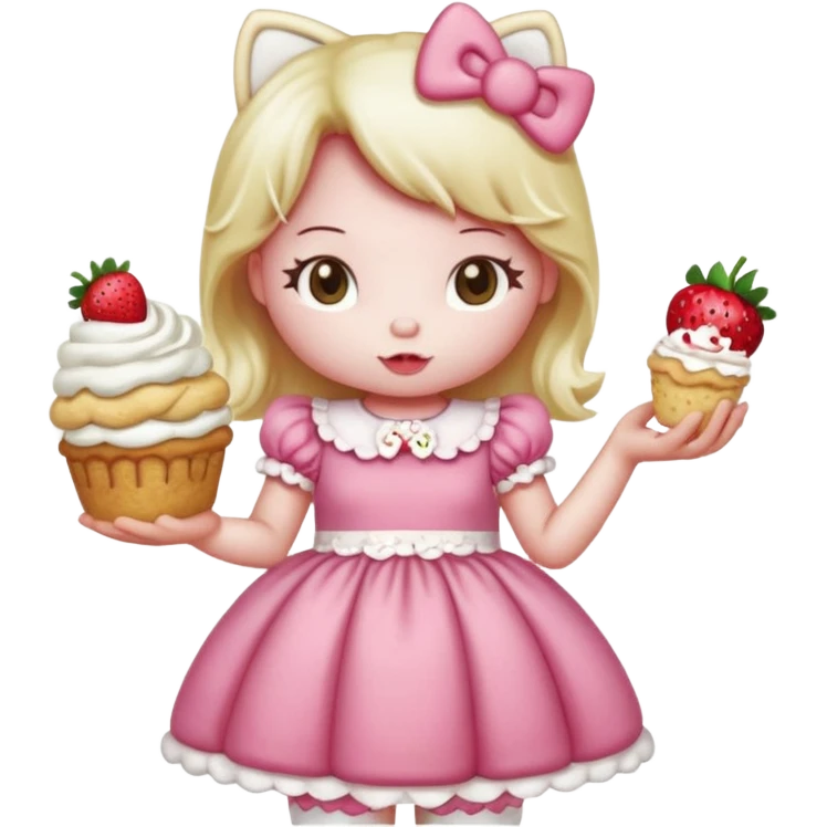 hello kitty strawberry shortcake pink emoji | AI Emoji Generator
