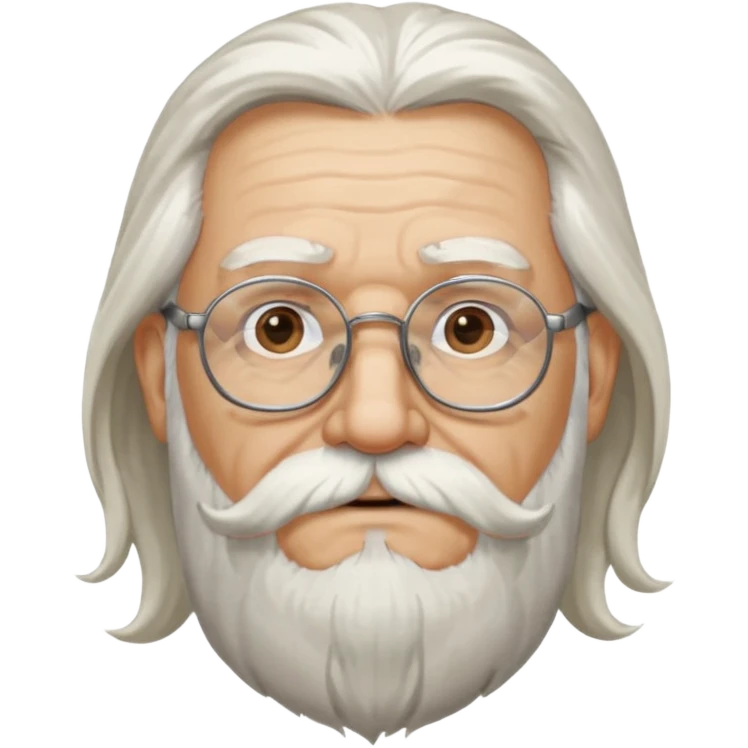 old man with long hair and beard wearing glasses emoji