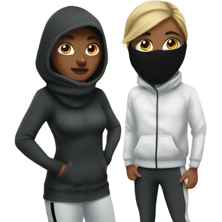 gangsta and his gf wearing balaclava and nike tech fleece emoji