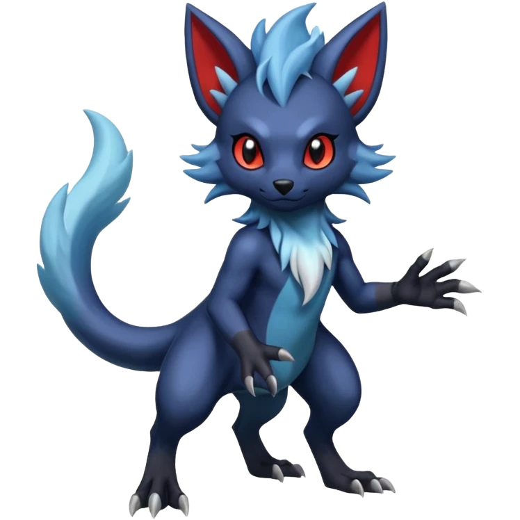 Exotic colorful cool handsome elemental shiny realistic Zorua-Absol-Salandit-fusion (full body) emoji