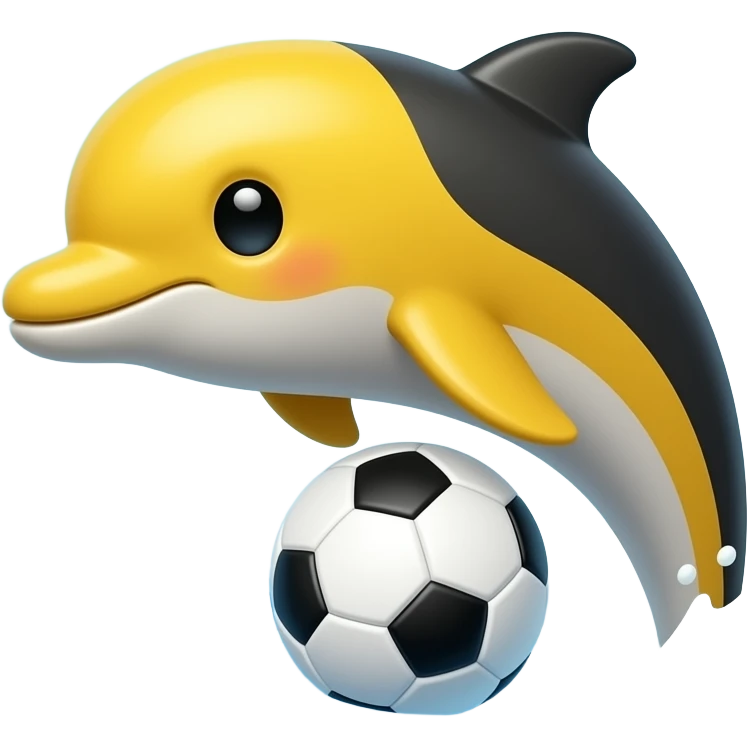 yelllow black dolphin circle wave soccerball emoji
