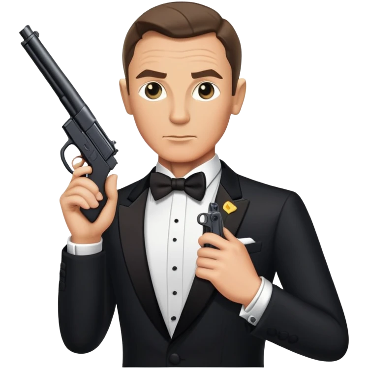 James Bond in tuxedo with gun, secret agent emoji