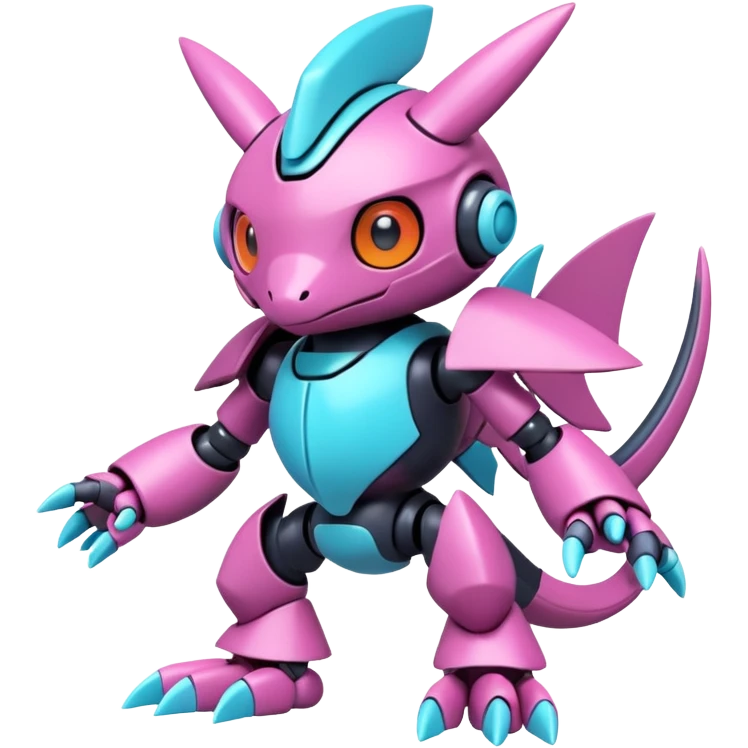 A 3D CGI model of a randomly-colored edgy kawaii Fakémon-Pokémon-Digimon-Spectrobe-Medabot-creature (full body) emoji