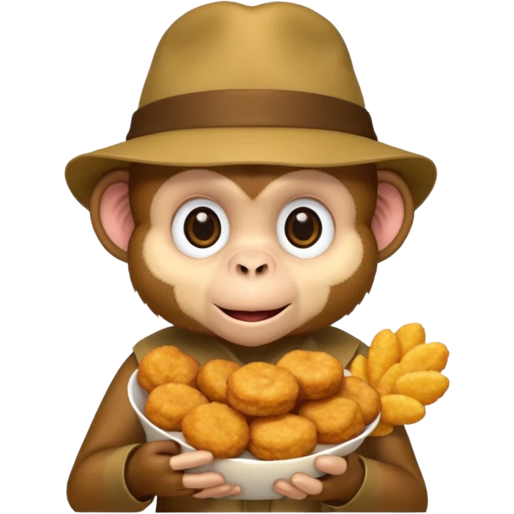 Monkey with a hat and chicken nuggets emoji