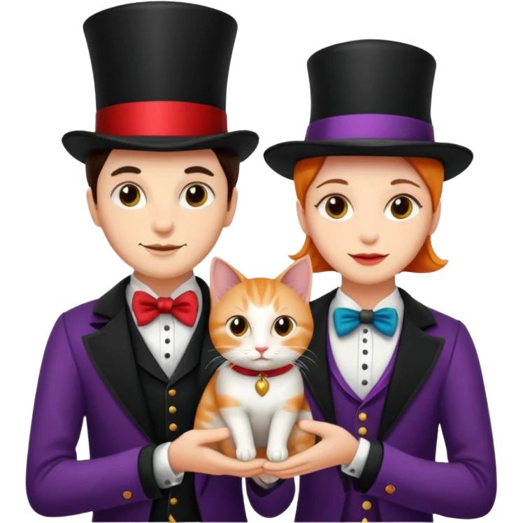 magician couple and their pet cat emoji