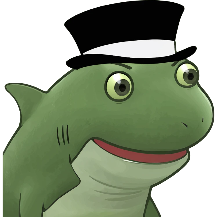 Shark with a top hat emoji