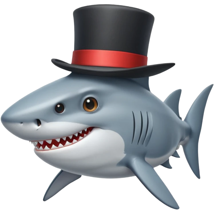 Shark with a top hat emoji