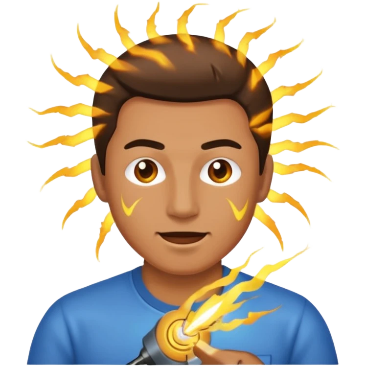 Man producing electric emoji
