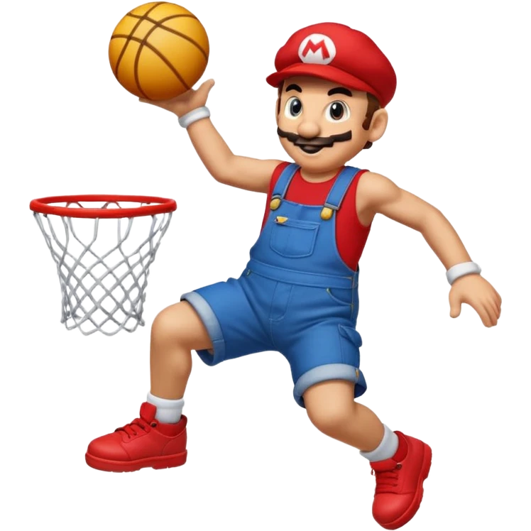 Mario from Smash Bros performing a powerful slam dunk, emoji style emoji