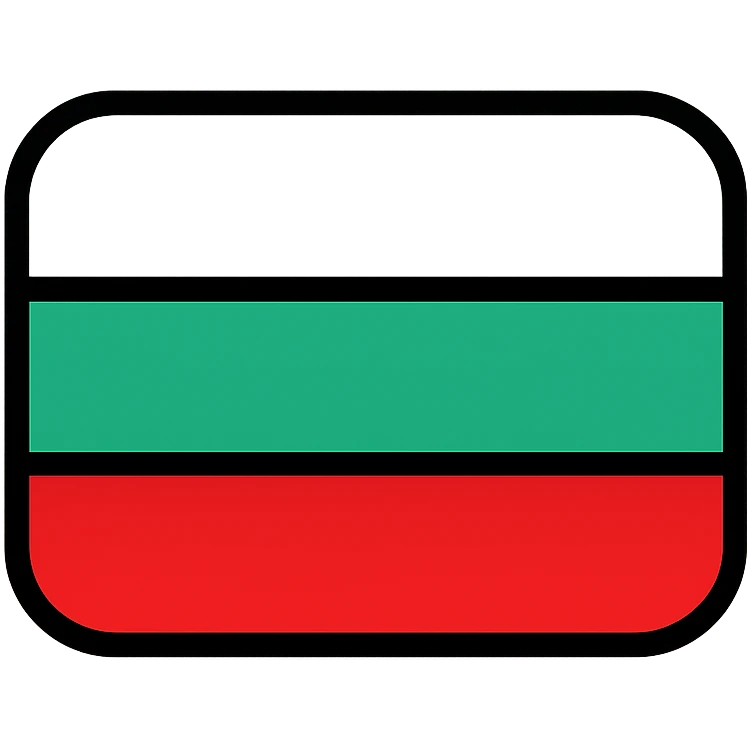 Bulgarian flag with white on top, green in the middle, and red at the bottom, simple and clear design emoji
