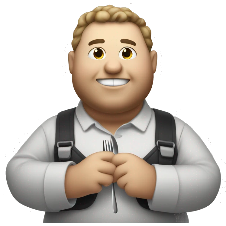 Obese white person eating a turkey with a fork  emoji