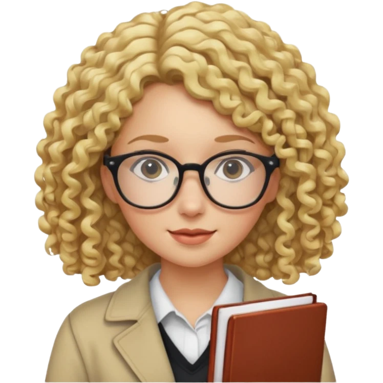 woman student , curly blone hair emoji