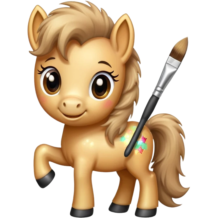 happy pony with a brush and sparkles emoji