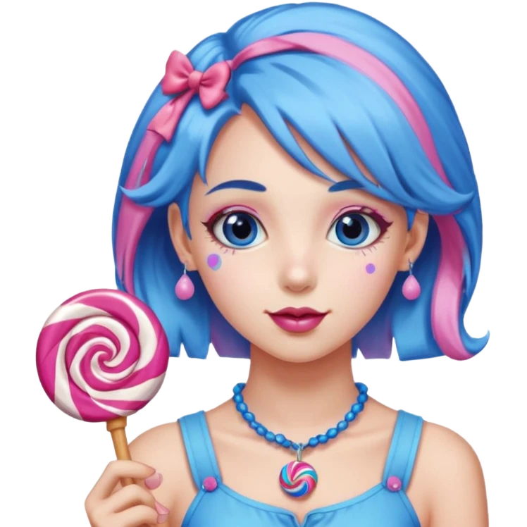 candy girl from candyland blue pink mixed hair emoji