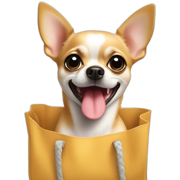 chihuahua in bag tongue out emoji
