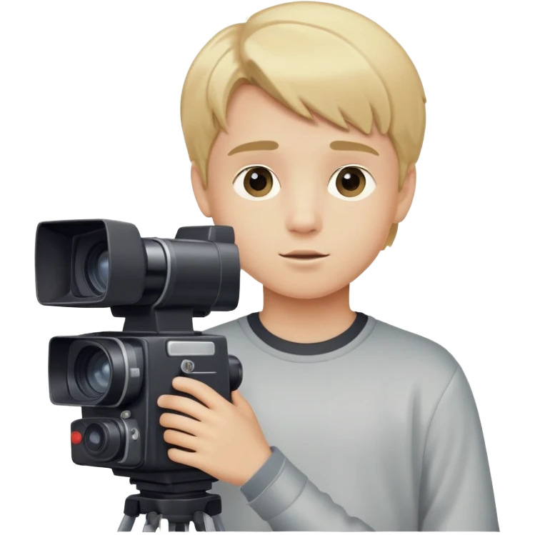 boy with medium blonde hair filming with a VHS camera emoji