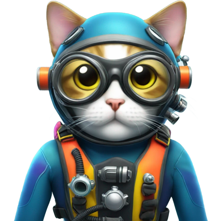 Cat scuba diving  emoji
