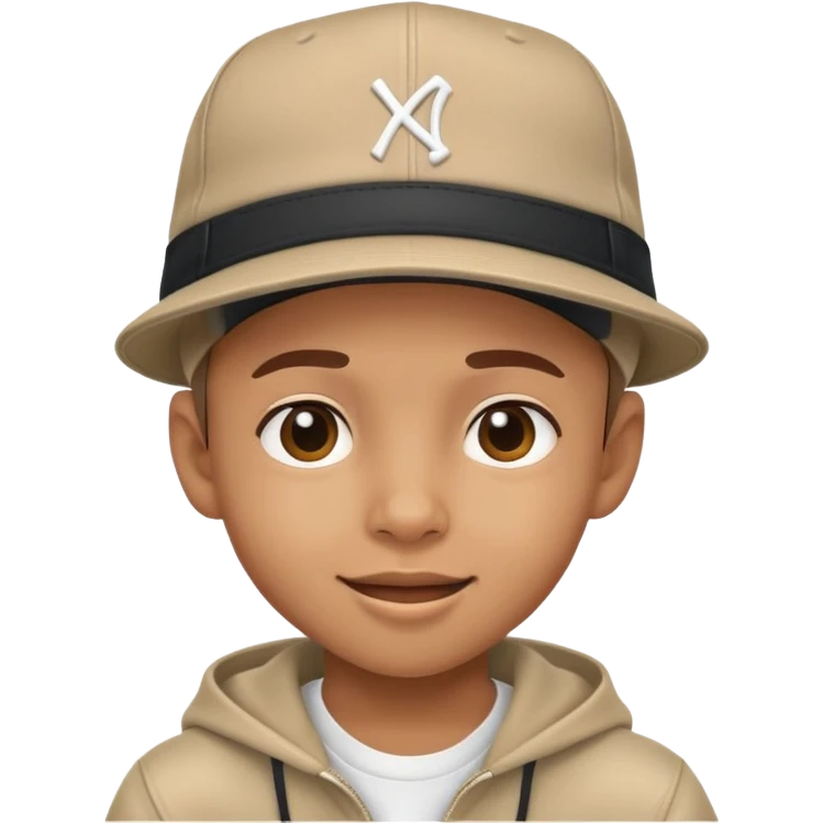 kid with a hiphop hat, cheerful expression emoji