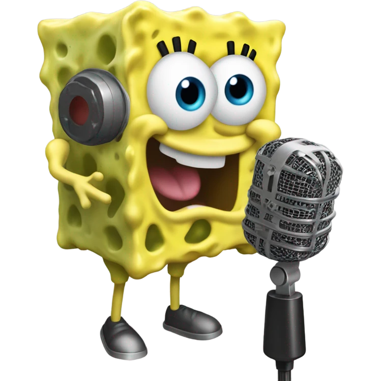 3D FNF dumb ai SpongeBob using a microphone in bikini bottom  emoji