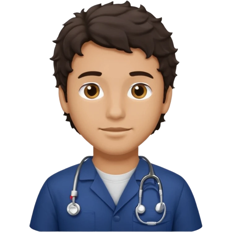 male dark brunette wavy hair navy scrub vet


 emoji