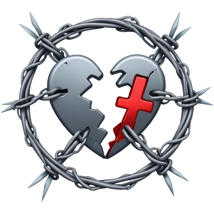 Heartbreak inside barbed wire emoji