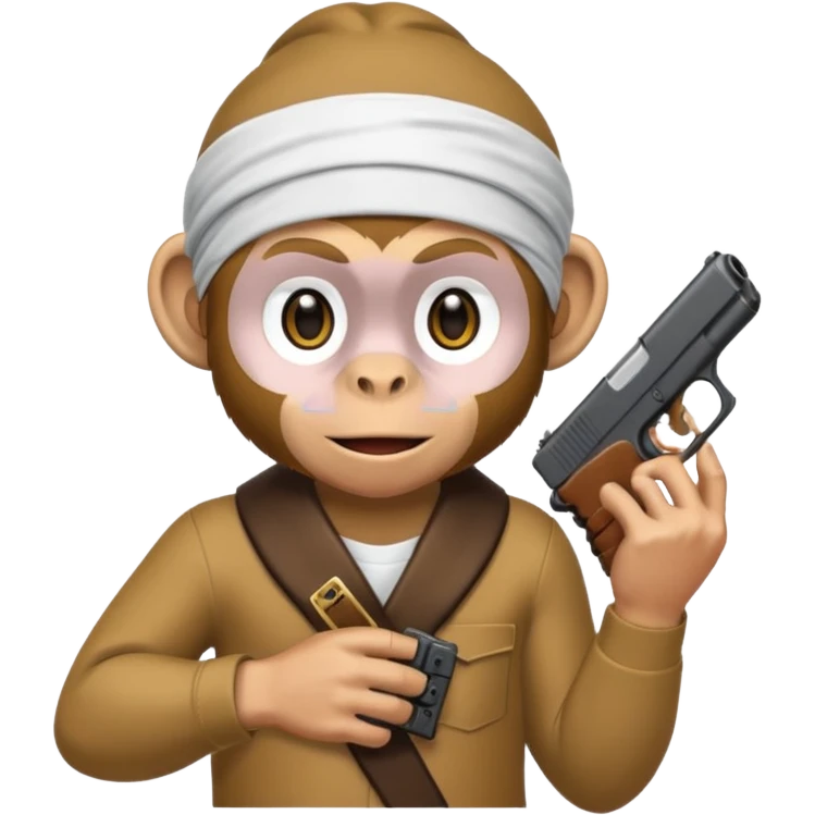 Monkey wearing a dorag and holding a glock emoji | AI Emoji Generator