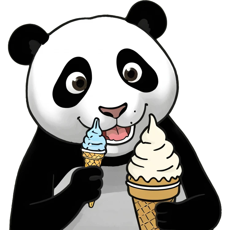 Panda eating ice cream emoji