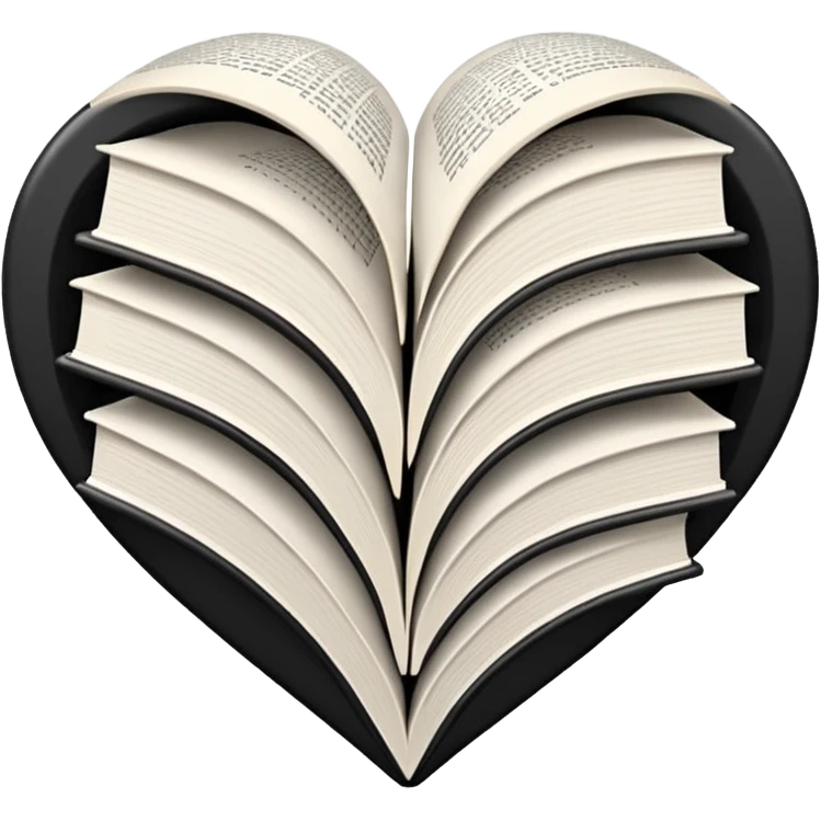  black and white heart + books emoji