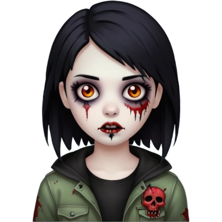 girl zombie with black hair emo emoji