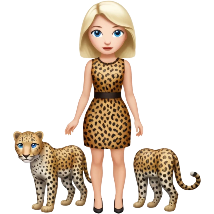  Snow blue eyes leopard-whole body emoji