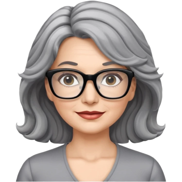 Femme 53 ans lunettes carrées noires cheveux gris ondulés nue gros seins  emoji