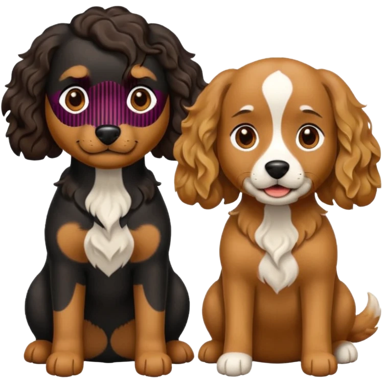 two dogs with wavy hair, one black and one brown emoji