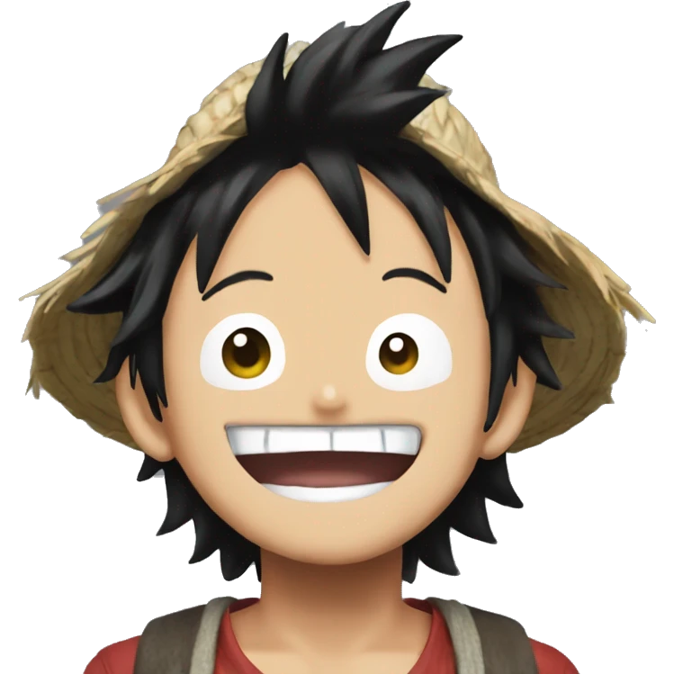Luffy from one piece with happy face emoji