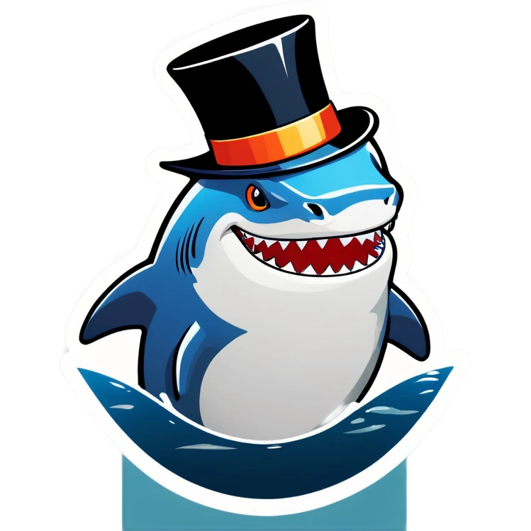 Shark with a top hat emoji