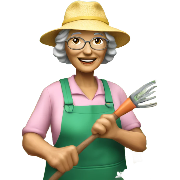 3d hyper realistic senior woman gardening  emoji