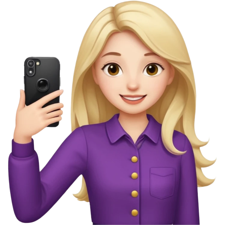 Girl taking selfie, different pose and outfit emoji