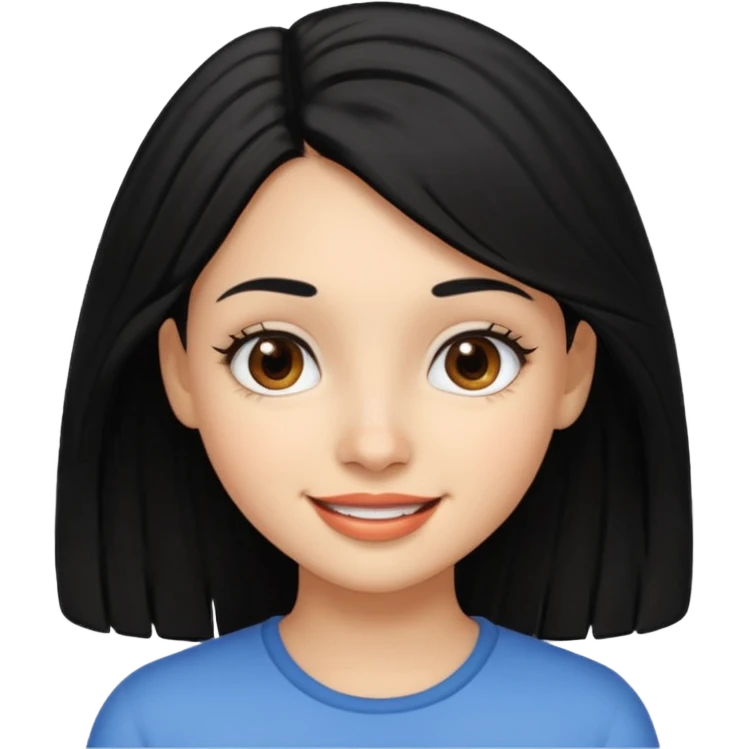 a girl that has black 3c hair textures and lightskin, It has brown eyes, a nose, lips, and it’s smiling. emoji