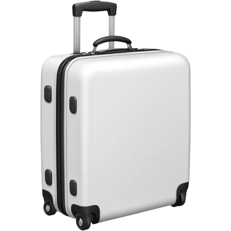 white suitcase with handle and wheels, emoji style emoji