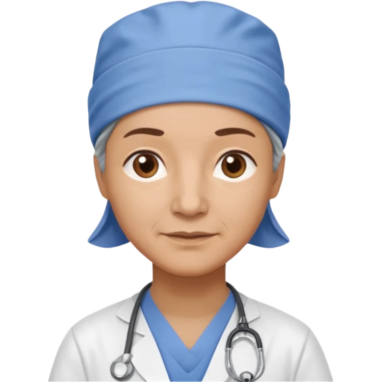 not smiling doctor with scrub cap older emoji