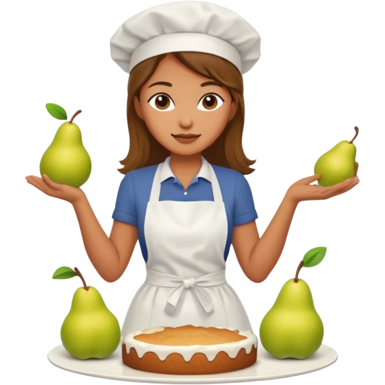woman making pear cake emoji