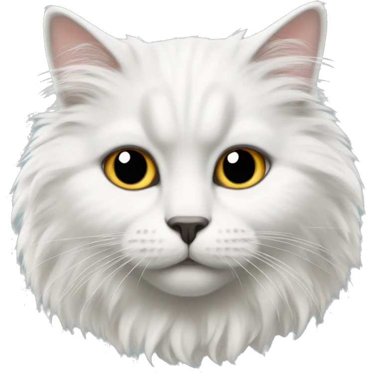White fluffy cat with gray on nose emoji