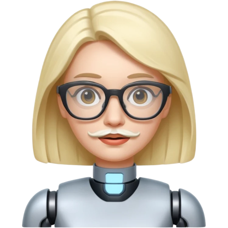 robotic woman with glasses mustache  emoji