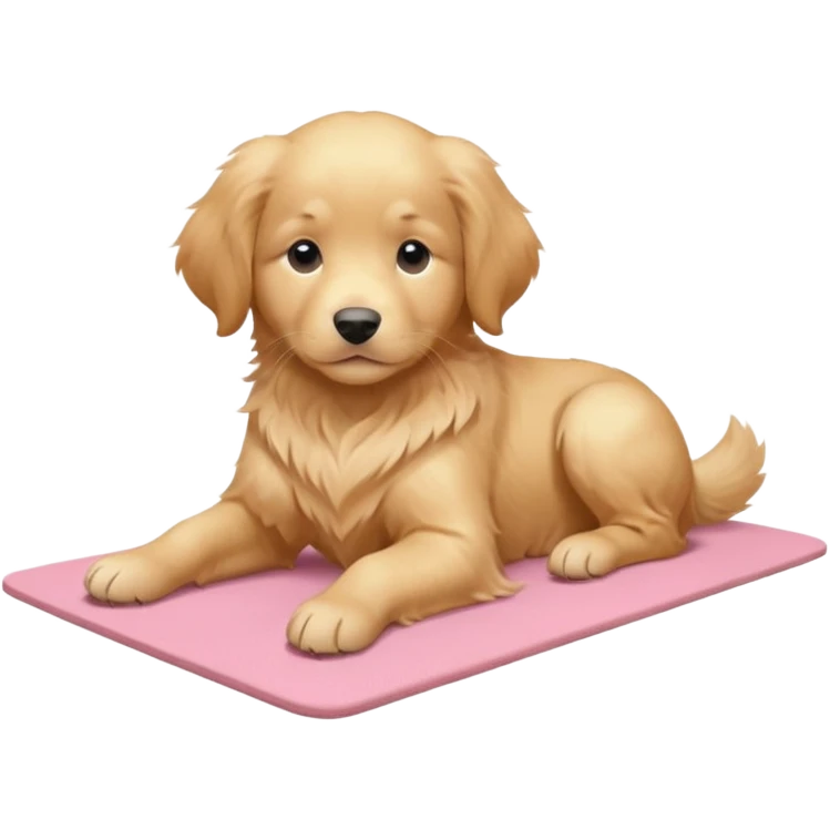 Golden retriever puppy on light pink yoga mat emoji
