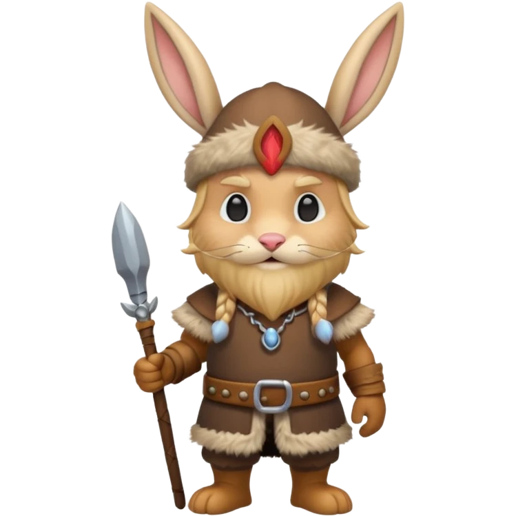 a cartoon Viking fully body rabbit with horned cap emoji