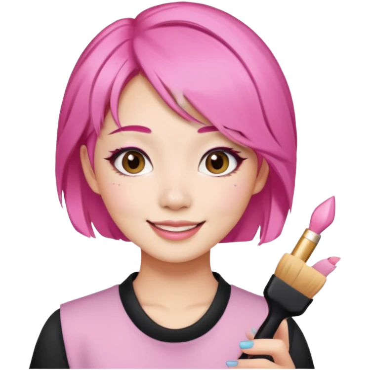 asian influencer pink hair selfie emoji